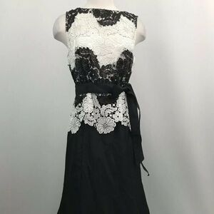 Tahari Black and White Lace Maxi Dress